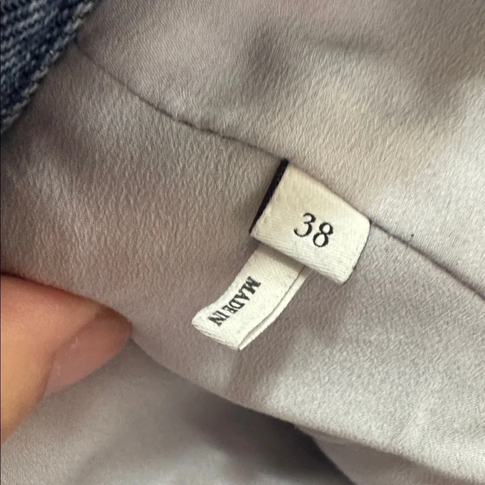 Sandro Amadora Denim Trim Houndstooth Tweed Mini Dress - Picture 13 of 13